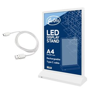 LED Display Stand A4, Rechargeable, White FOROFIS