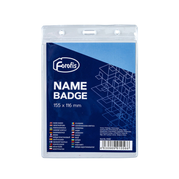 Name badge Vertical 155x116mm, thickness 0.25mm (PVC)